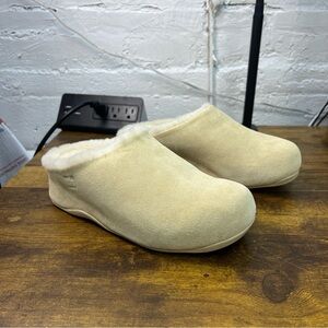 New FitFlop Shuv Shearling-Lined Suede Clogs Size 7 MSRP: $160